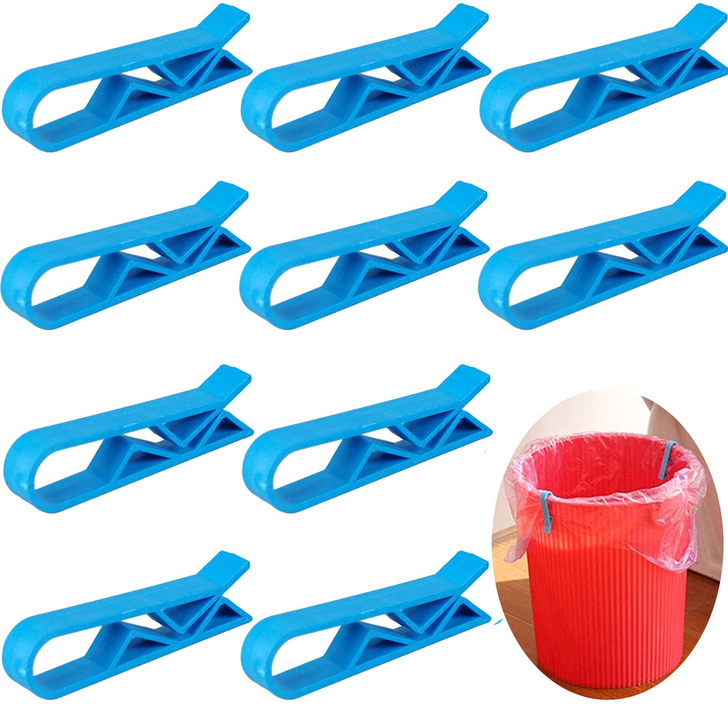 Plastic Kitchen Garbage Bin Clip, Washroom Trash Can Bag Clips, Waste Basket Garbage Bin Clamp,Rubbish Bag Clip，Sturdy Anti-Slip Fixation Clip Holder, 20Pcs