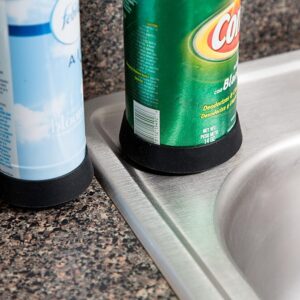 The Can Coaster Rust Preventer Sleeve Holder Bottoms for Shaving Cream Cans, Gels, and Bottles, Stain Prevention Rust Inhibitor Black Coaster for Bathroom Counters, Tubs, Showers, and Vanity, 6 Pack