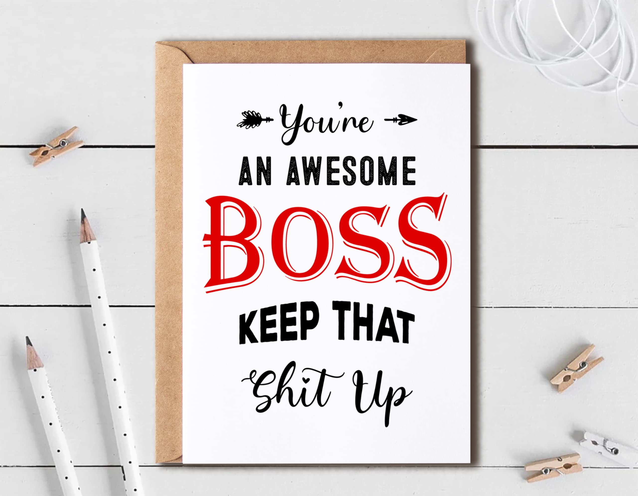 EruditeGifts You're An Awesome Boss Keep That Shit Up - Cheeky Boss' Day Card - Birthday Day Card For Boss - Mature Greeting Card For Manager