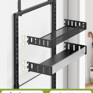 POKIPO 6-Tier Over the Door Pantry Organizer, 2 in 1 Large Door Spice Rack with Adjustable Metal Baskets, Heavy Duty Hanging or Wall Mounted Storage Organizer for Kitchen Pantry and Room Wall