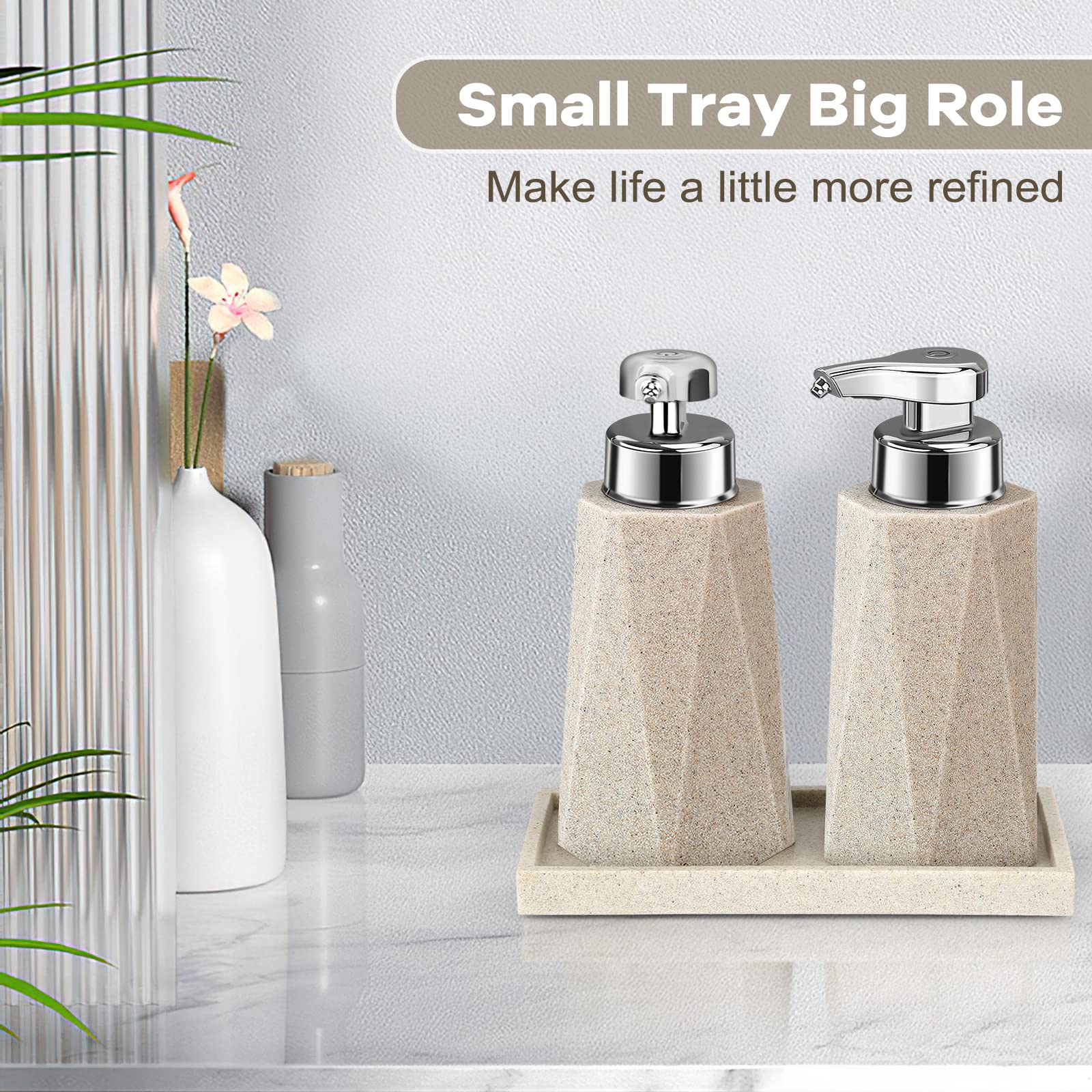 Versatile 7.4" Silicone Resin Soap Dispenser Tray for Bathroom/Kitchen/Vanity Tray, Small Tray for Countertop, Tidy Organization Solution