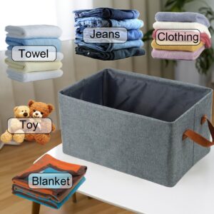 4 PCS Linen Storage Baskets with Metal Frame, Shelf Organizer Bins, Fabric Baskets Foldable Storage Bin, Closet Organizers and Storage, Storage Basket for Organizing Wardrobe, Shelves, Bedroom