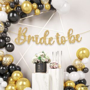 KatchOn, Gold Glitter Bride To Be Banner - 10 Feet, No DIY | Gold Bride to Be Sign for Bachelorette Party Decorations | Bridal Shower Banner for Bridal Shower Decorations | Bride To Be Decorations