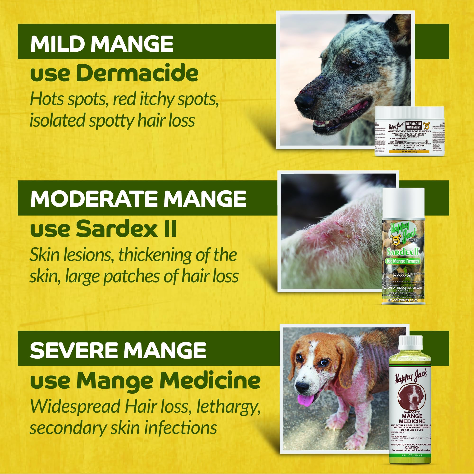 Happy Jack Mange Medicine & Mange Treatment for Dogs & Horses - Brings Soothing Itch Relief to Severe Mange, 8oz