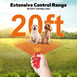 Naitmsad Ultrasonic Anti Barking Deterrent, Dual Sensor Dog Barking Control Devices with LED Flashlight, Handheld and Safe Dog Whistle to Stop Barking, Rechargeable Pet Training & Behavior Aids- Red.