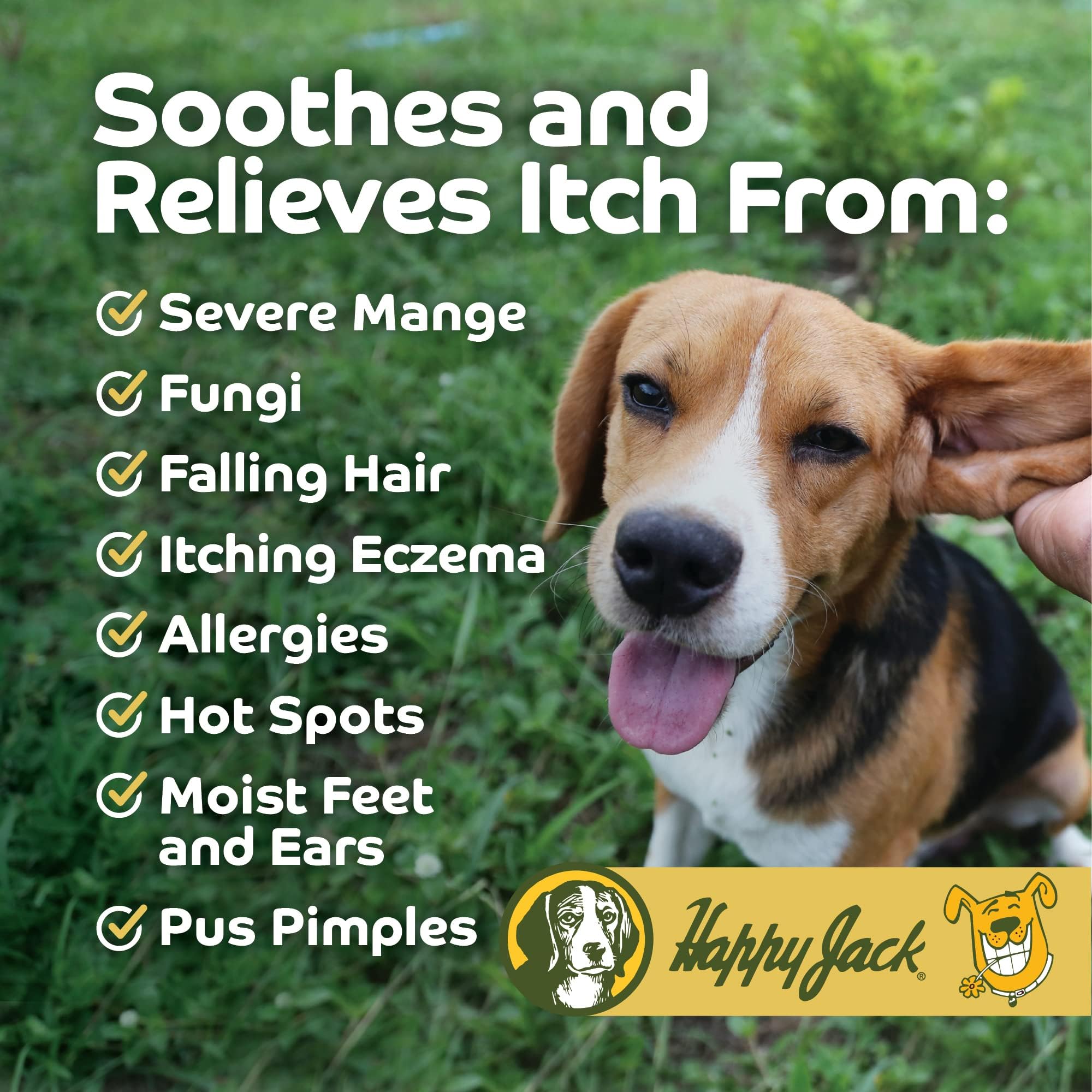 Happy Jack Mange Medicine & Mange Treatment for Dogs & Horses - Brings Soothing Itch Relief to Severe Mange, 8oz