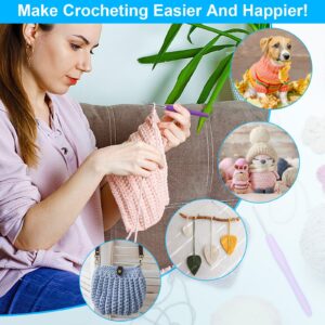 MECHEER Crochet Hooks 12 Sizes Crochet Hook Set, 51 Pack Yarn Crochet Kit for Beginners, Knitting Needles with Ergonomic Handles for Arthritic Hands, Crochet Needle Kit with Blue Case for Crocheters