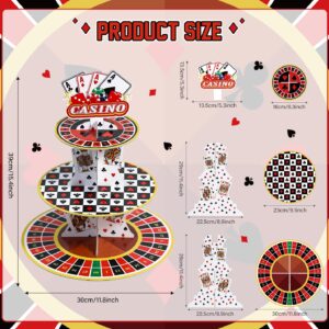 Casino Cupcake Stand 3 Tier for 24 Cupcakes Poker Dice Theme Cardboard Cake Dessert Holder Tower for Las Vegas Night Party Decoration Casino Decorations Adult Birthday Casino Themed Party Supplies