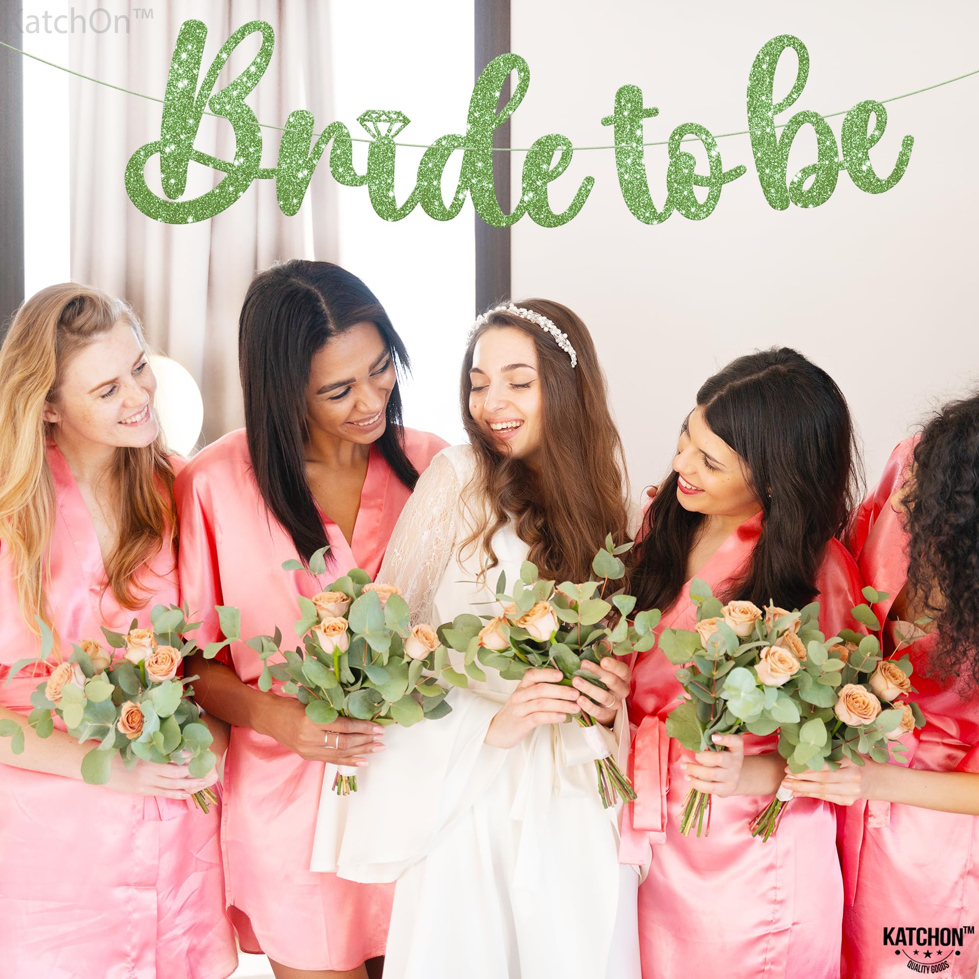 KatchOn, Green Glitter Bride To Be Banner - 10 Feet, No DIY | Green Bride to Be Sign for Bachelorette Party Decorations | Bridal Shower Banner for Bridal Shower Decorations | Bride To Be Decorations