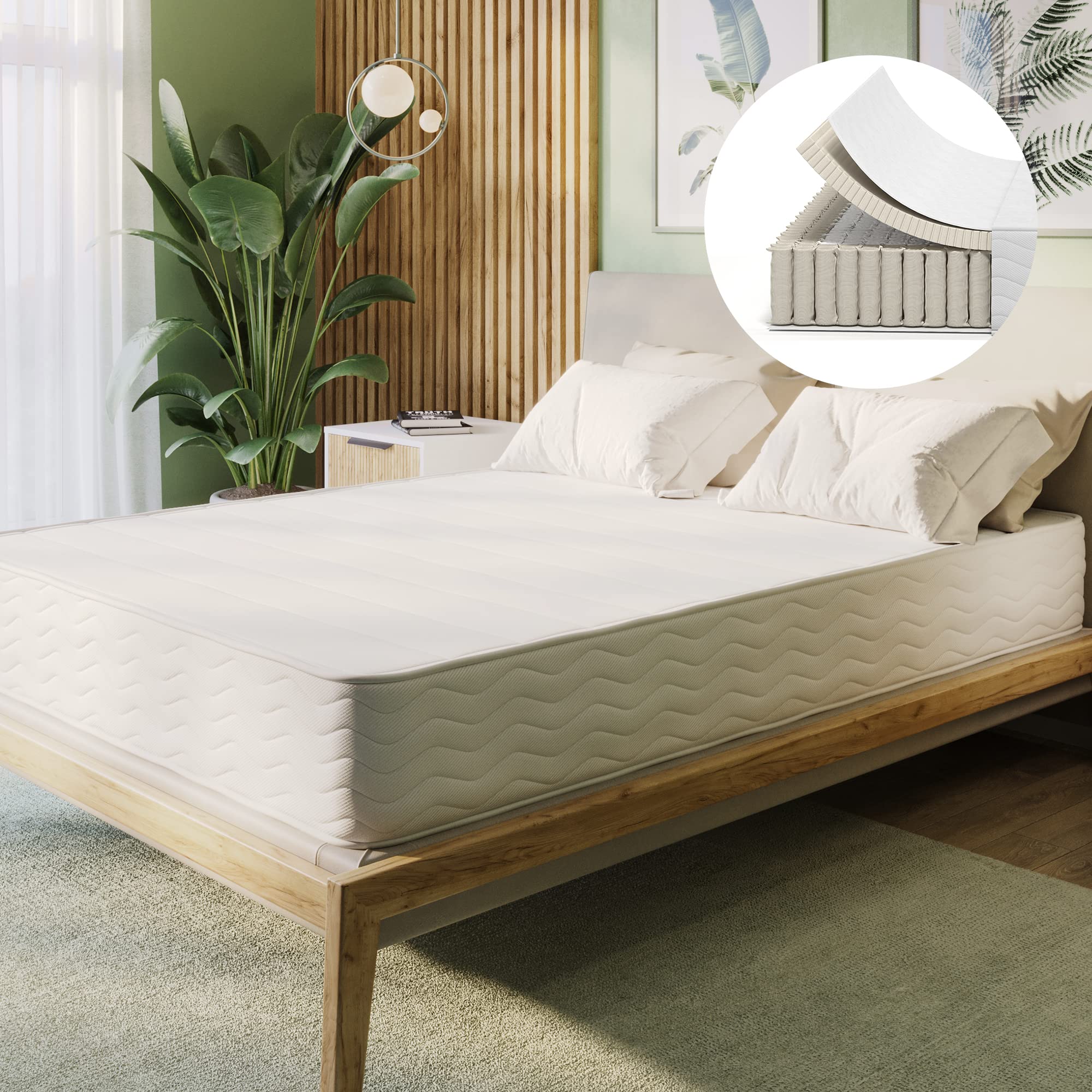 Serenia Sleep Bed Foam Mattress Full Size, 10.5-Inch GOTS-Certified Organic Latex Hybrid Quilted Mattress - Medium Firm Mattress in a Box with Soft & Organic Cotton Breathable Cover