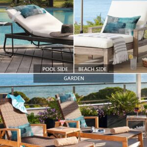 Blue Graffiti Art Outdoor Chaise Lounge Head Resting Pillows 2 Pack, Teal Blue Green Gray Abstract Art Waterproof Patio Furniture Pillow with Insert Adjustable Elastic Stripe for Recliner Beach Chair