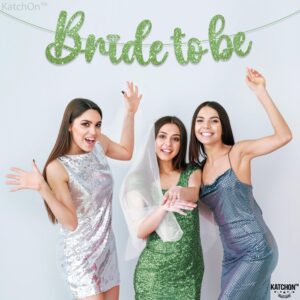 KatchOn, Green Glitter Bride To Be Banner - 10 Feet, No DIY | Green Bride to Be Sign for Bachelorette Party Decorations | Bridal Shower Banner for Bridal Shower Decorations | Bride To Be Decorations