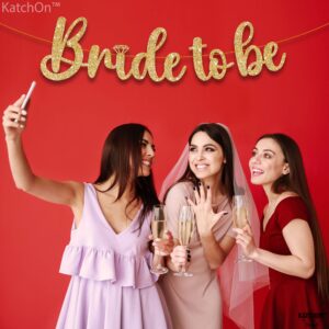 KatchOn, Gold Glitter Bride To Be Banner - 10 Feet, No DIY | Gold Bride to Be Sign for Bachelorette Party Decorations | Bridal Shower Banner for Bridal Shower Decorations | Bride To Be Decorations