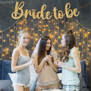 KatchOn, Gold Glitter Bride To Be Banner - 10 Feet, No DIY | Gold Bride to Be Sign for Bachelorette Party Decorations | Bridal Shower Banner for Bridal Shower Decorations | Bride To Be Decorations