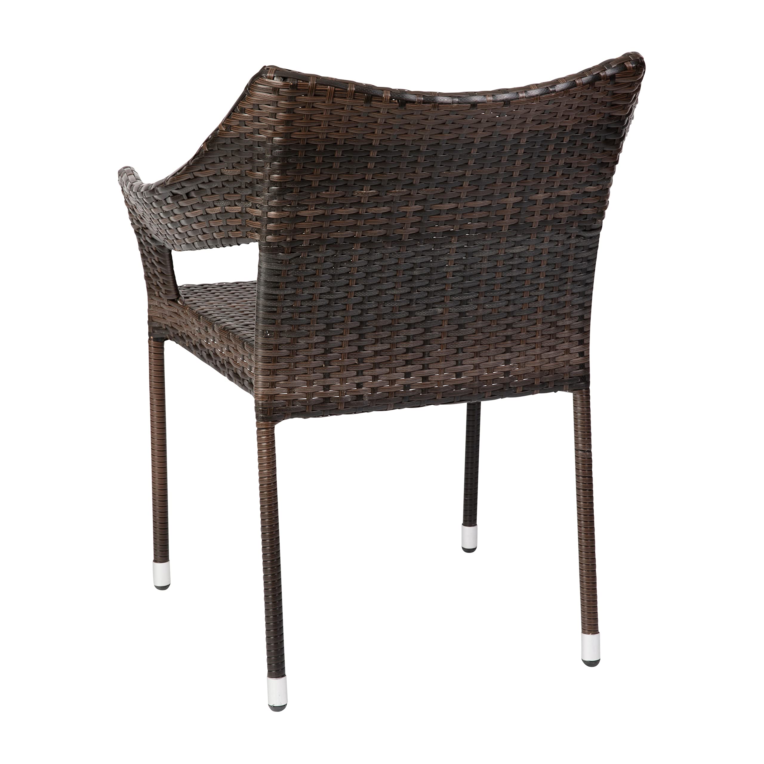 EMMA + OLIVER Embry Patio Dining Chair - PE Rattan with Steel Frame - All Weather Materials - No Assembly Required - Espresso