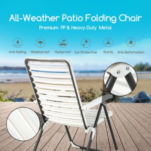 Giantex Set of 2 Patio Folding Chair, Adjustable Reclining Folding Chair w/ 7-Level Backrest, All-Weather PP Material, Portable Outdoor High Back Chair for Deck, Backyard, Camping