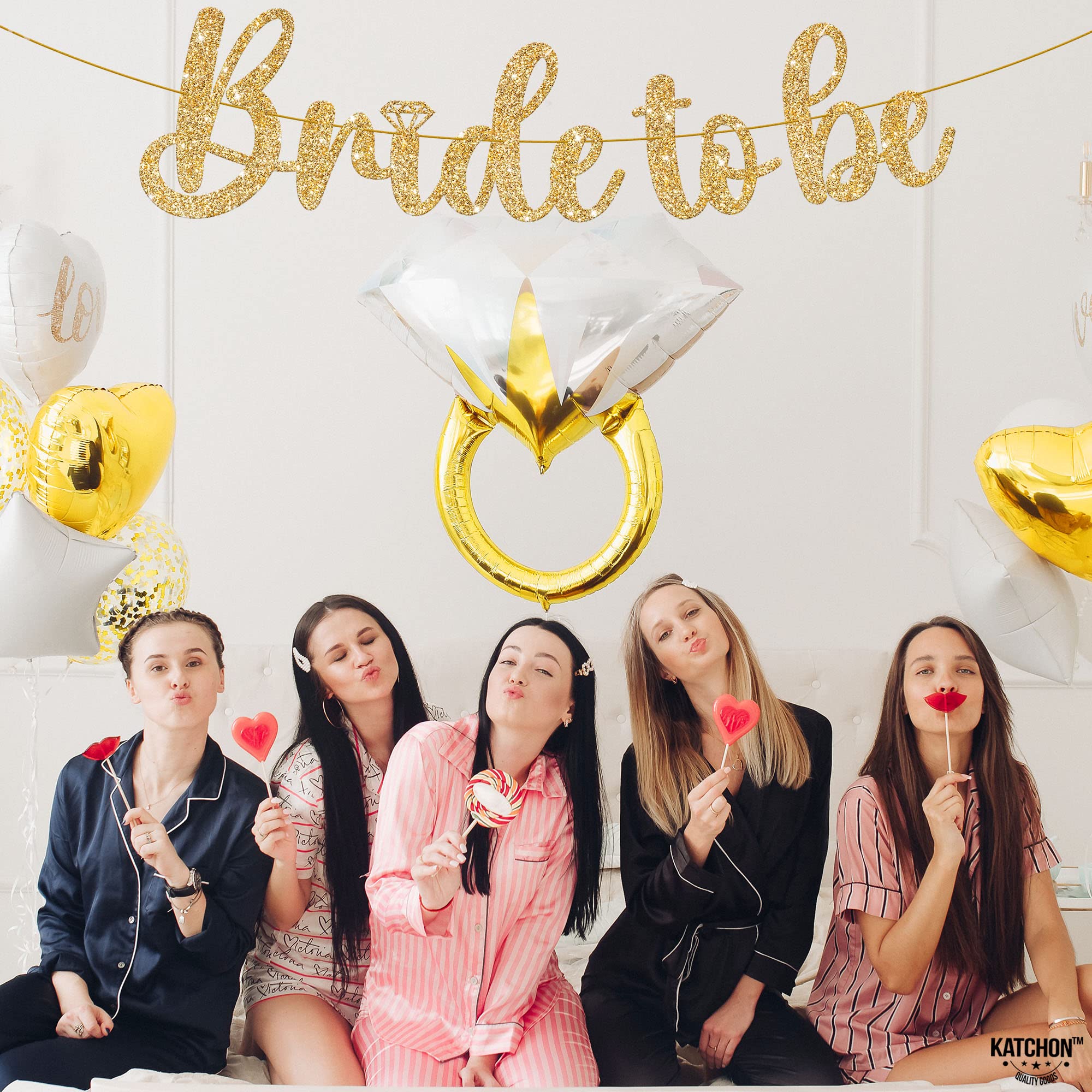 KatchOn, Gold Glitter Bride To Be Banner - 10 Feet, No DIY | Gold Bride to Be Sign for Bachelorette Party Decorations | Bridal Shower Banner for Bridal Shower Decorations | Bride To Be Decorations