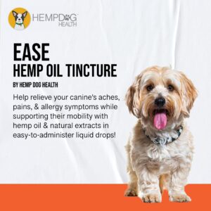 Hemp Dog Health - Ease - Hemp Oil for Dogs - for Dog Arthritis, Allergies, Aches, Pains, Joint Wellness - Dog Arthritis Pain Relief & Anti Inflammatory for Dogs - 100% Natural Hemp Dog Drops