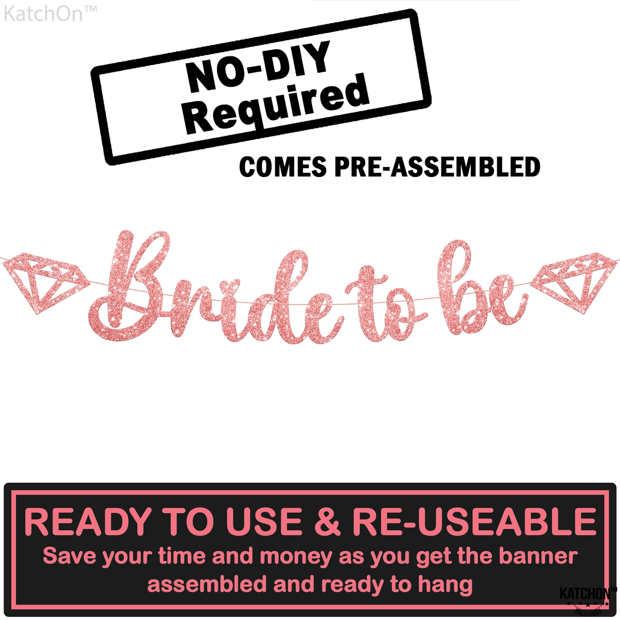 KatchOn, Rose Gold Glitter Bride To Be Banner - 10 Feet, No DIY | Bride to Be Rose Gold Banner | Bachelorette Party Decor | Bridal Shower Banner, Bridal Shower Decorations | Bride To Be Decorations