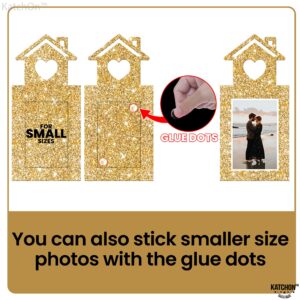 KatchOn, Gold Glitter Engaged Photo Banner - 2 String, 10 Feet, No DIY | Gold Engagement Party Decorations | Engagement Photo Banner for Bachelorette Party Decorations | She Said Yes Decorations