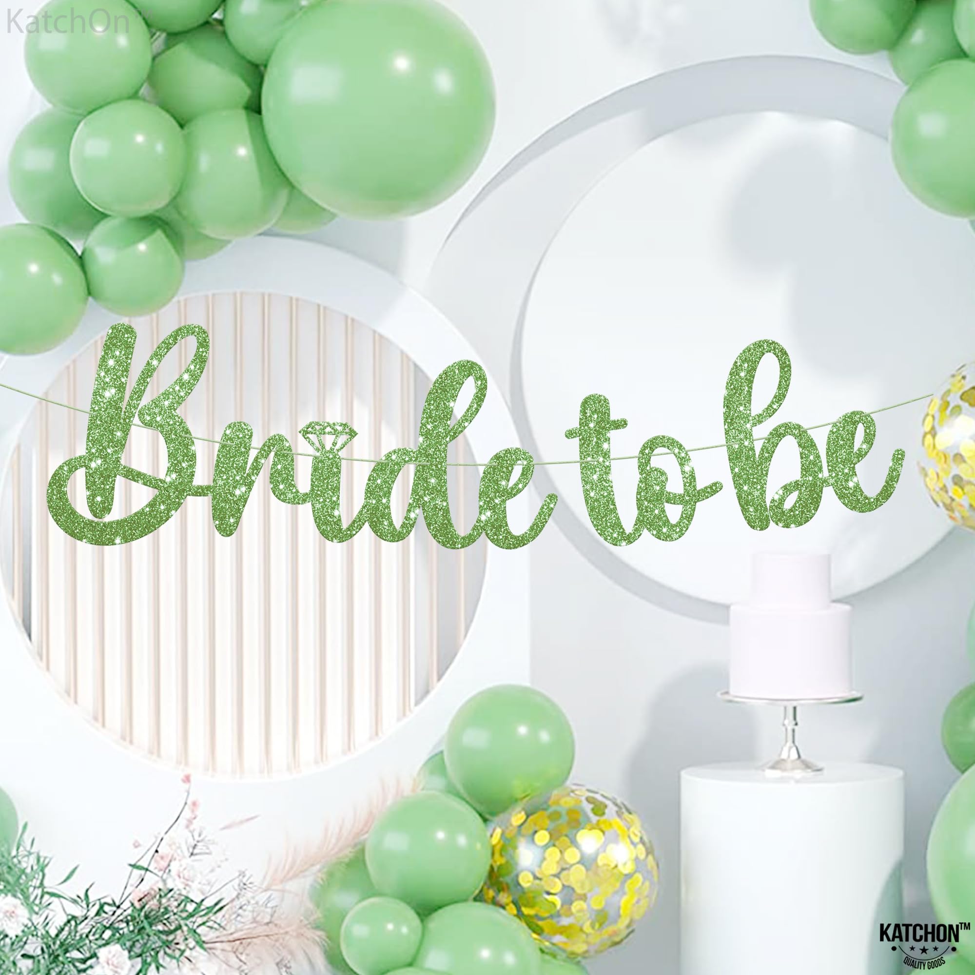 KatchOn, Green Glitter Bride To Be Banner - 10 Feet, No DIY | Green Bride to Be Sign for Bachelorette Party Decorations | Bridal Shower Banner for Bridal Shower Decorations | Bride To Be Decorations