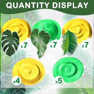 Geyee 51 Pcs Hawaiian Luau Party Palm Leaves Swirl Decorations Green Palm Leaves Hanging Decoration Ceiling Tropical Safari Jungle Party Decor for Summer Beach Baby Shower Birthday Supplies