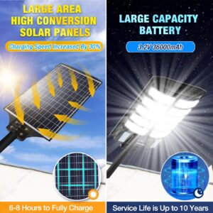 Crolanli 1600W Solar Street Lights Outdoor Waterproof,6500K 200000Lumen Street Lights Solar Powered with Motion Sensor,Solar Lights Outdoor Dusk to Dawn,Solar Parking Lot Lights for Commercial