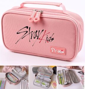 meiyiyou stray k pencil case cosmetic storage pouch,stray k merchandise large capacity pen bag for fans gifts(pink)