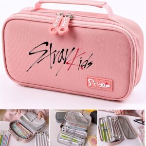 MeiYiYou STRAY K Pencil Case Cosmetic Storage Pouch,STRAY K Merchandise Large Capacity Pen Bag for Fans Gifts(Pink)