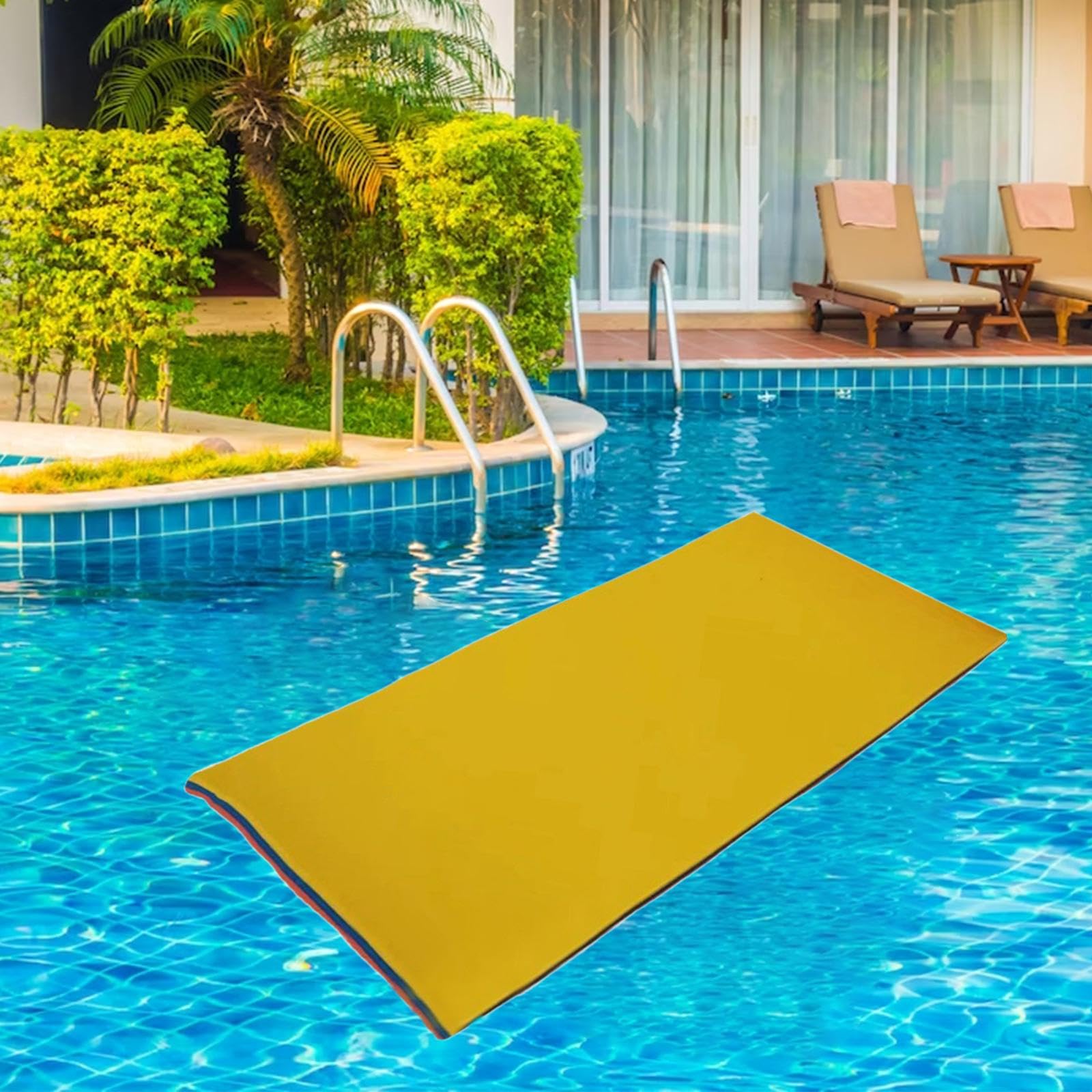 UGPLM Water Floating Mat, Floating Pad, Relaxing XPE Foam Mat, Water Recreation Water Blanket, Floating Water Pad Mattress for Lake Swimming Pool, Yellow Blue Red