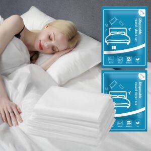 2 pack disposable bedding set - king size bed cover with quilt cover and 2 pillowcases - enhanced stability, waterproof and hygienic travel bedding for hotels, hospitals or home use