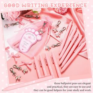 Ctosree 250 Pcs Baby Shower Favors Includes Baby Shower Ballpoint Pens Angel Keychains Organza Bags Thank You Cards for Guest Gifts Baby Shower Gender Reveal Party (Pink,It's a Girl)