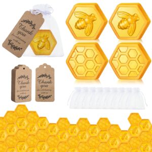 buryeah 48 set bee baby shower party favors including honeycomb soap with white gift bags and thank cards gender reveal favors for guest girl boys birthday honey keepsake decorations(transparent style)