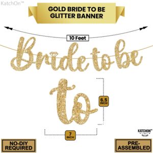 KatchOn, Gold Glitter Bride To Be Banner - 10 Feet, No DIY | Gold Bride to Be Sign for Bachelorette Party Decorations | Bridal Shower Banner for Bridal Shower Decorations | Bride To Be Decorations