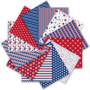 whaline 12pcs patriotic cotton fabric bundles 18 x 22 inch star firework fat quarters 4th of july quilting patchwork squares independence day sewing fabrics for diy handmade crafting home party decor