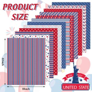 Whaline 12Pcs Patriotic Cotton Fabric Bundles 18 x 22 Inch Star Firework Fat Quarters 4th of July Quilting Patchwork Squares Independence Day Sewing Fabrics for DIY Handmade Crafting Home Party Decor