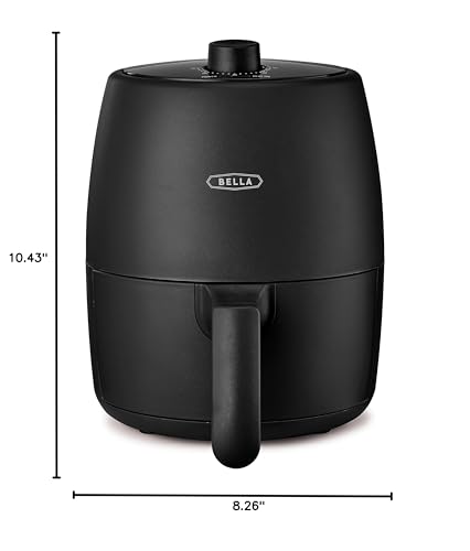 BELLA 2 qt Manual Air Fryer Oven and 5-in-1 Multicooker with Removable Nonstick and Dishwasher Safe Crisping Tray and Basket, 1200 Watt Heating System, Matte Black