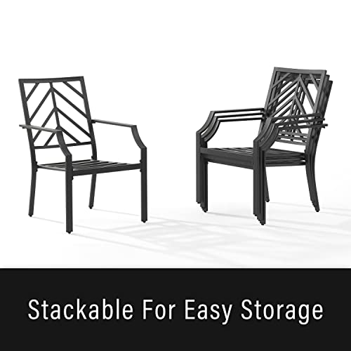 Crosley Furniture Otto 2-Piece Outdoor Chair Set, Dining Patio Chairs for Deck, Backyard, Matte Black with Gray Cushions