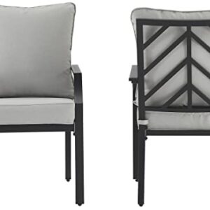 Crosley Furniture Otto 2-Piece Outdoor Chair Set, Dining Patio Chairs for Deck, Backyard, Matte Black with Gray Cushions