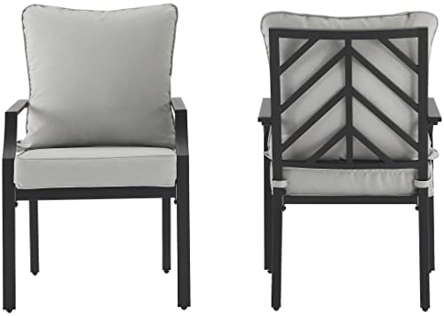 Crosley Furniture Otto 2-Piece Outdoor Chair Set, Dining Patio Chairs for Deck, Backyard, Matte Black with Gray Cushions