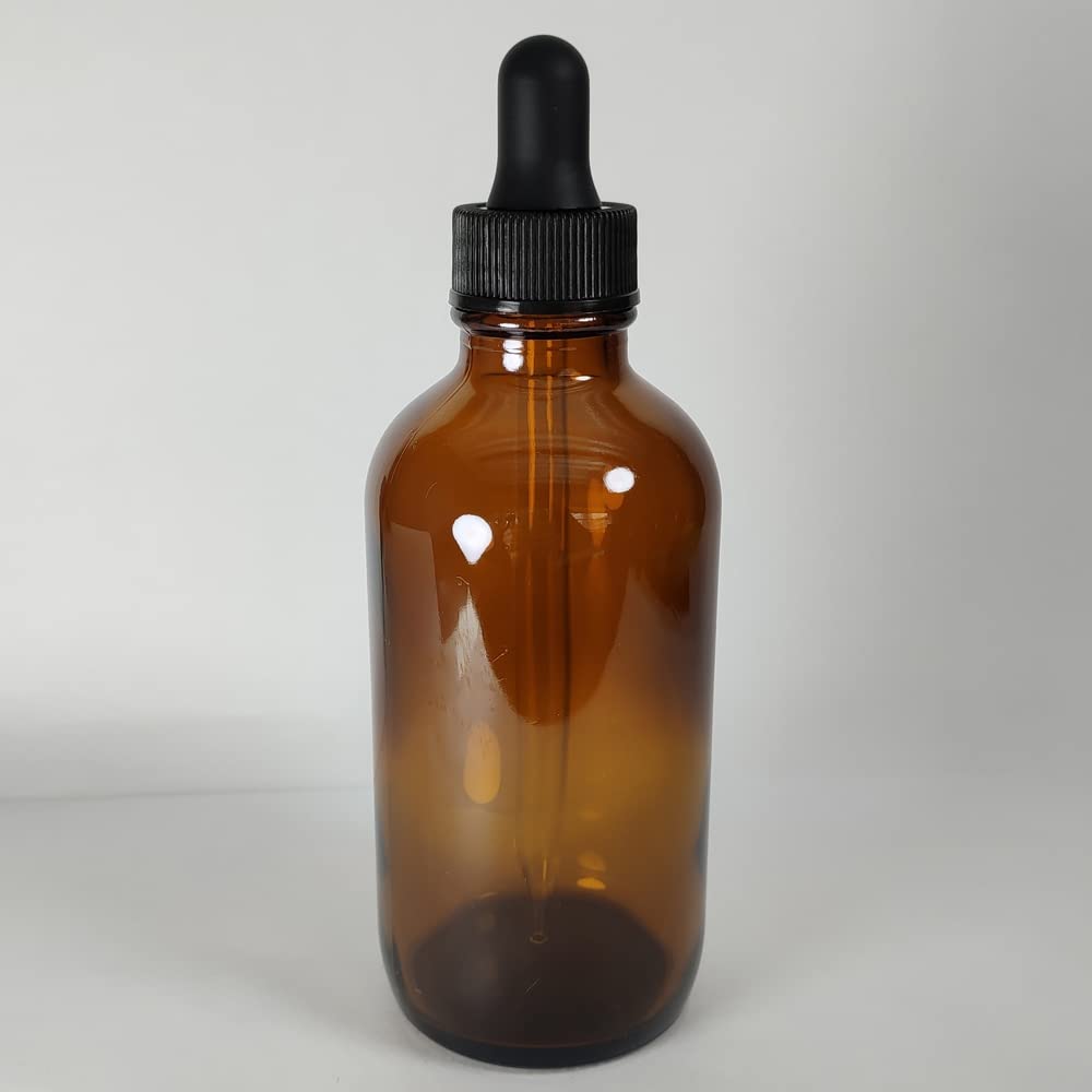 Bioll 120ml (4 oz) Glass Dropper Bottle.Essential Oil Bottle With Glass Eye Droppers.For Lab Chemicals,Alcohol,Sterilize Water,Perfumes Bottles-6 Pack (Amber)