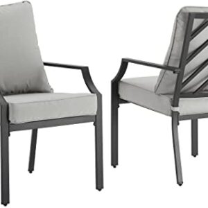 Crosley Furniture Otto 2-Piece Outdoor Chair Set, Dining Patio Chairs for Deck, Backyard, Matte Black with Gray Cushions