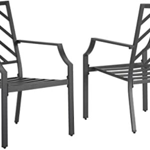 Crosley Furniture Otto 2-Piece Outdoor Chair Set, Dining Patio Chairs for Deck, Backyard, Matte Black with Gray Cushions