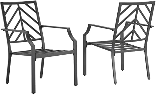 Crosley Furniture Otto 2-Piece Outdoor Chair Set, Dining Patio Chairs for Deck, Backyard, Matte Black with Gray Cushions