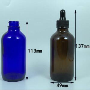 Bioll 120ml (4 oz) Glass Dropper Bottle.Essential Oil Bottle With Glass Eye Droppers.For Lab Chemicals,Alcohol,Sterilize Water,Perfumes Bottles-6 Pack (Amber)