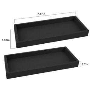 2pcs Countertop and Vanity Tray, 7.8 x 3.9 inch Bathroom Tray, Silicone Soap Dish Sponge Holder, Kitchen Sink Organizer, Dresser Countertop Decor Rectangle Organizer for Toilet, Shower