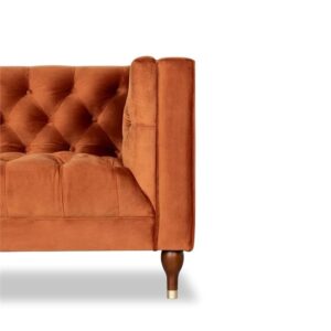 Ashcroft Furniture Co Conroe Mid-Century Tufted Tight Back Velvet Upholstered Sofa in Orange