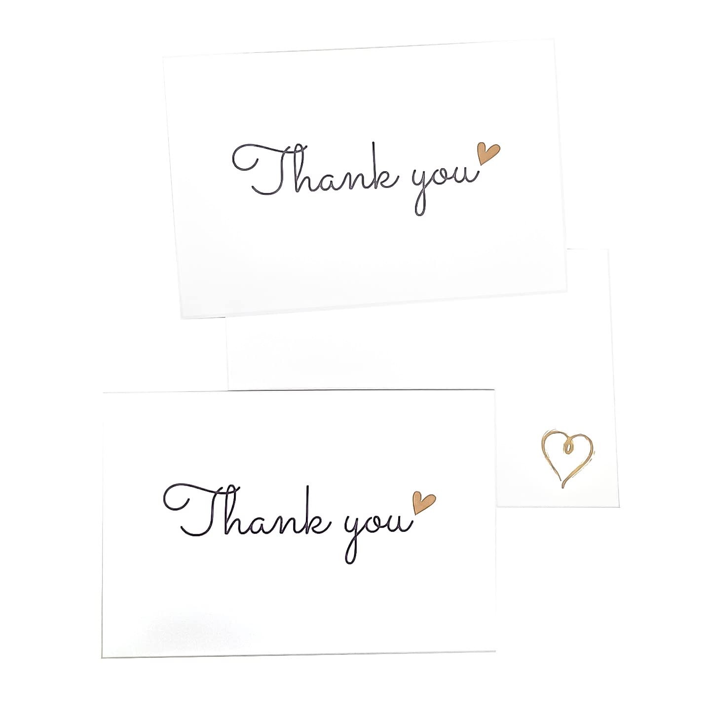 RXBC2011 50 Little Thank You Cards Gold Heart Design Bulk Thank you Notes for All Occasions 4 X 6 Inch