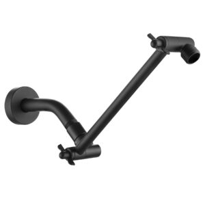 shower head arm, adjustable shower extension arm for rain showerheads, angle & height adjustable shower head extender arm, g1/2 universal connector, easy to install (matte black, 10 inch)