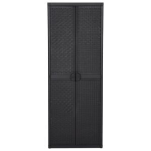 vidaXL Black Garden Storage Cabinet with PP Rattan Look - Versatile Use, Rugged Construction, Easy to Clean, Ideal for Patio and Garage Storage